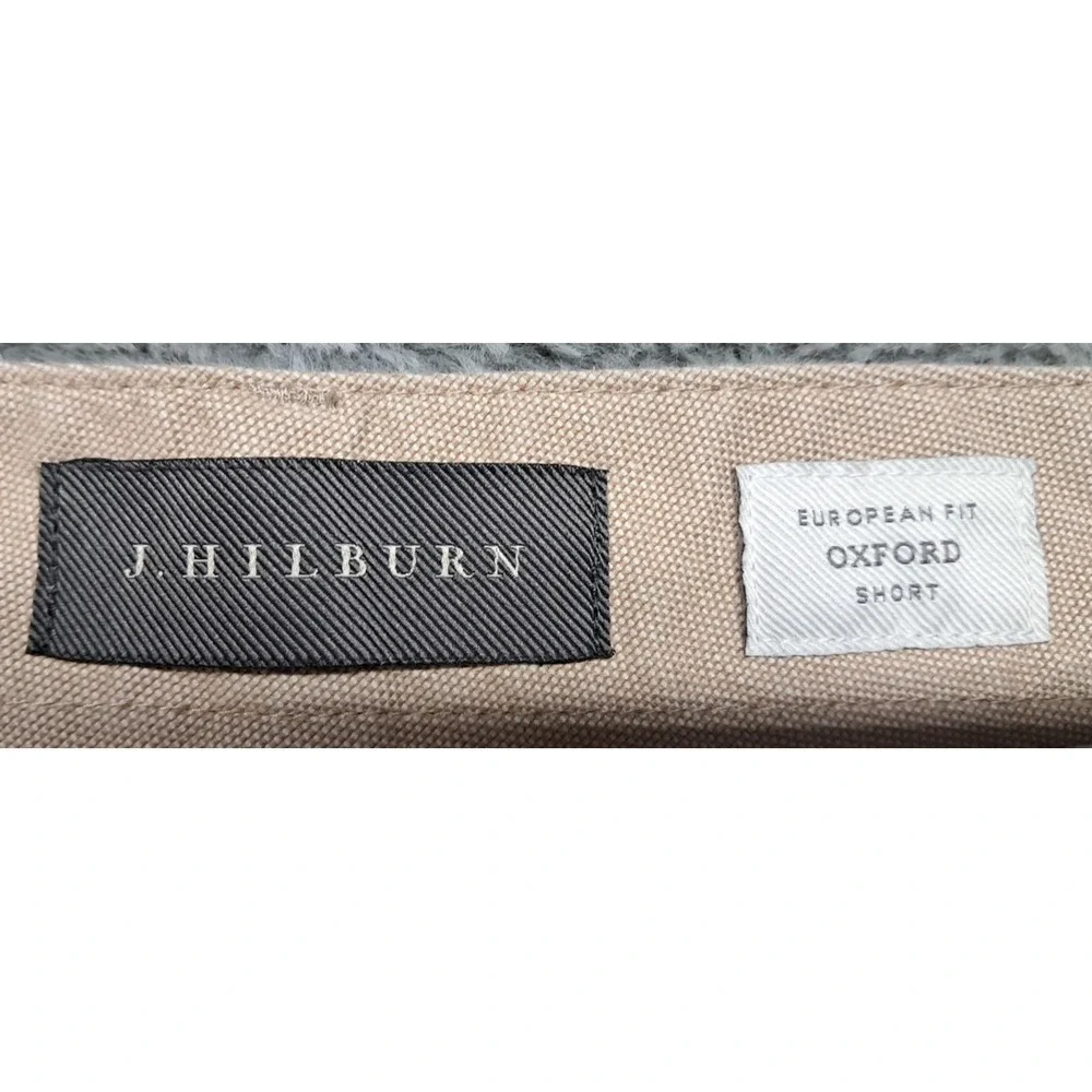 J. Hilburn Shorts Mens 34 W Khaki Chino Flat Front European Fit Oxford Golf Work